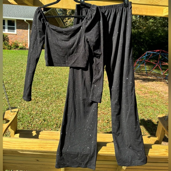 Lily Rose Shimmery Black Top & Pant Set - Picture 3 of 8